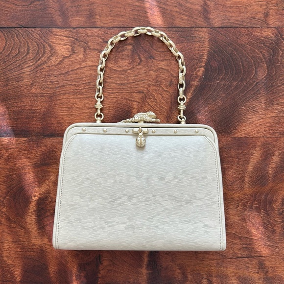 Kieselstein-Cord Handbags - 🤍 Kieselstein-Cord Vintage Ivory White Leather Frame Bag with Alligator Clasp